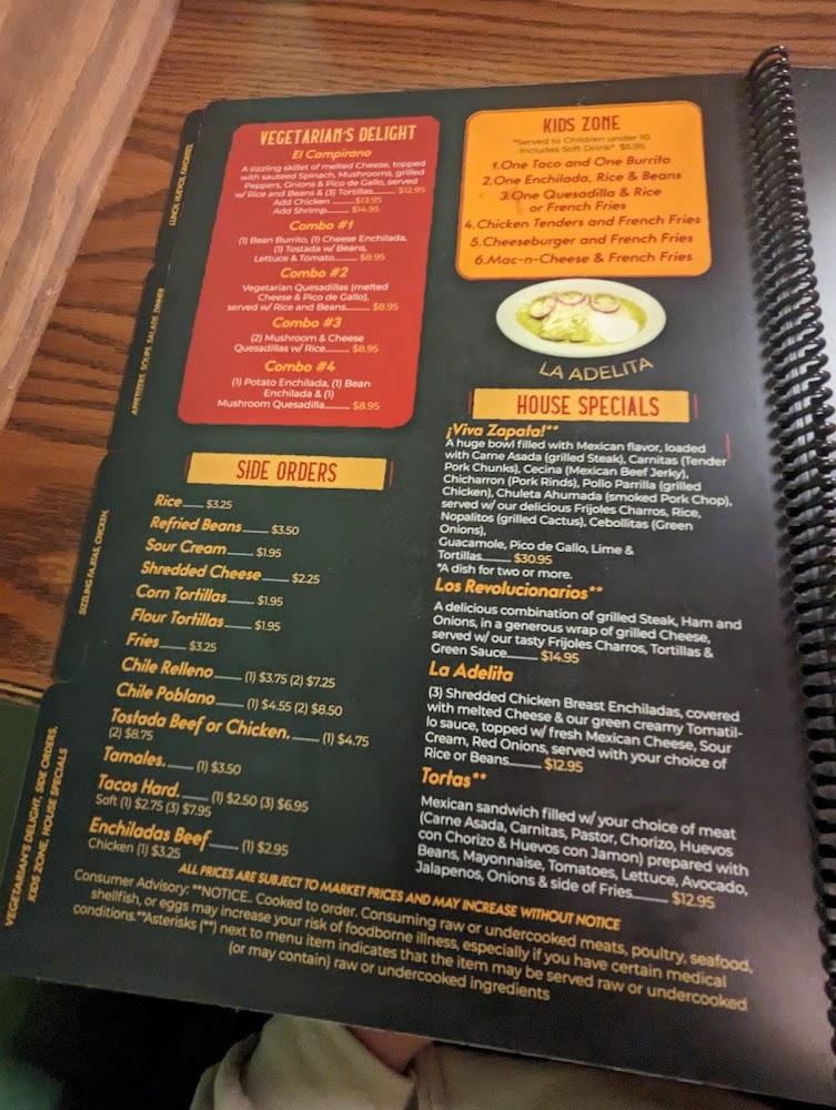 !Viva Zapata! Mexican Resturant Menu image 4
